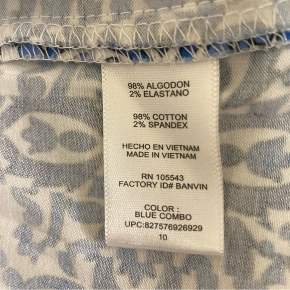 Milly dress 10 fit and flare skater blue white floral paisley pockets Zipper - Picture 12 of 16